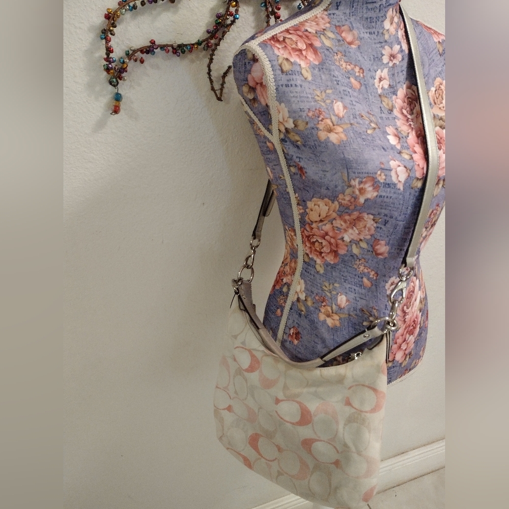 Y2K Rare Coach Sequin Pink Iridescent Holographic Satchel Crossbody Bag Vint… - Picture 5 of 16